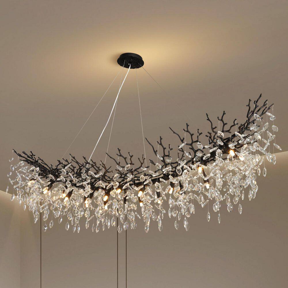 Modern Chandelier 59 in. 12-Light Black Chandelier for Dinning Room, Living Room, Foyer, Bedroom price history on PriceWatchPro