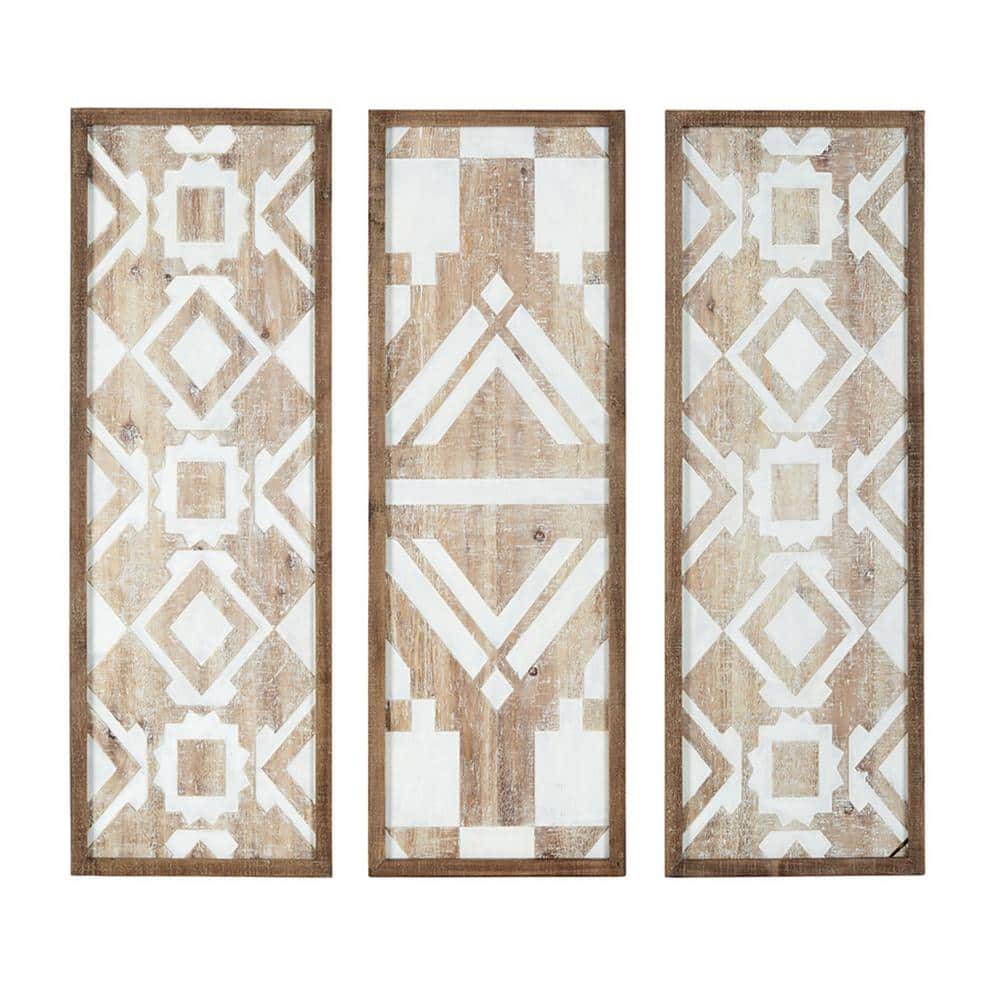 Natural Two-Tone Geometric Wood Wall Art Set