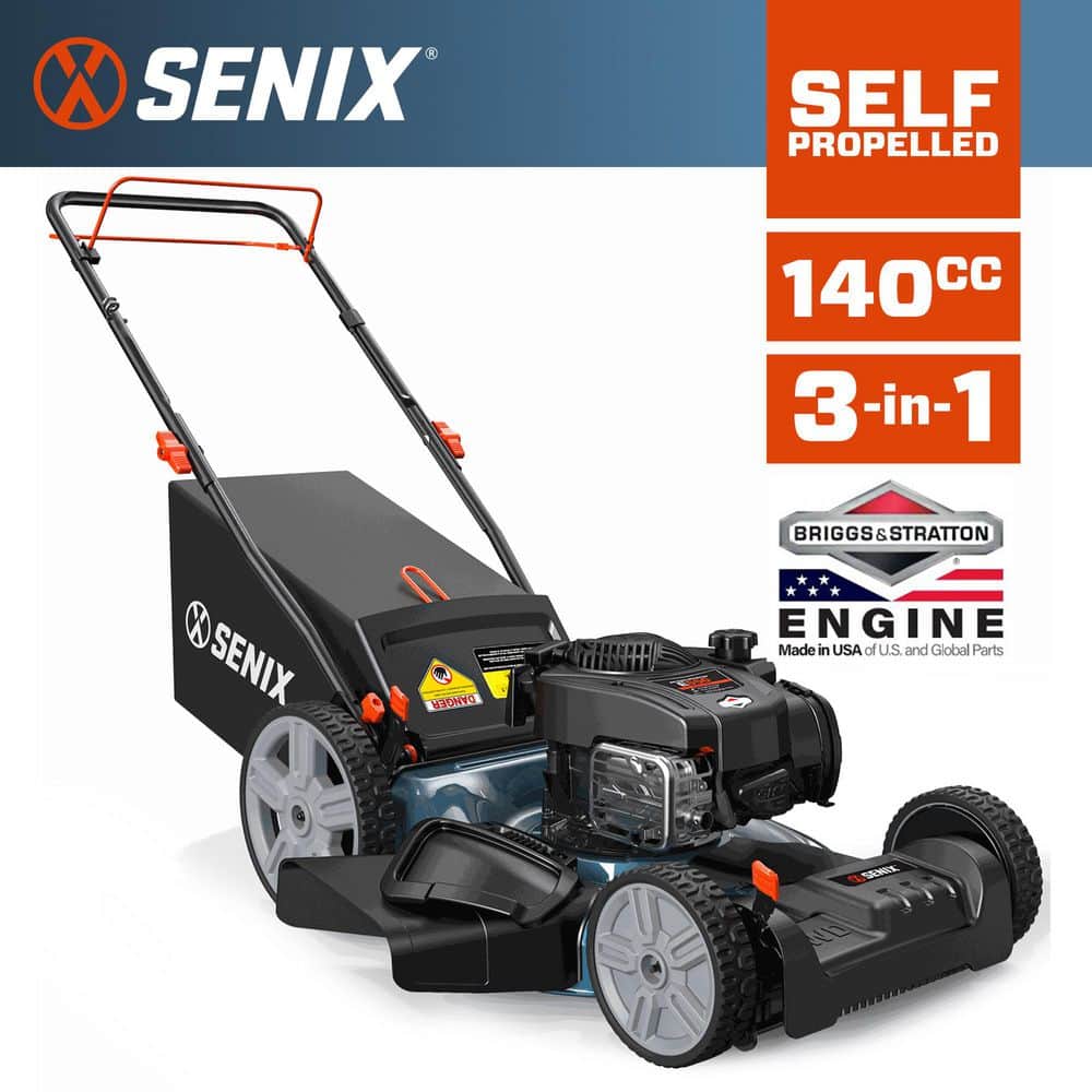 Senix 21 in. 140cc 4-Cycle Briggs and Stratton Gas Self-Propelled Lawn Mower with 3-in-1 Bagging, Mulching, Side Discharge