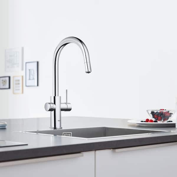 Reviews GROHE Blue Professional Starter Round Single-Handle Beverage Faucet Pull-Out in StarLight Chrome | Pg 1 - The Home Depot
