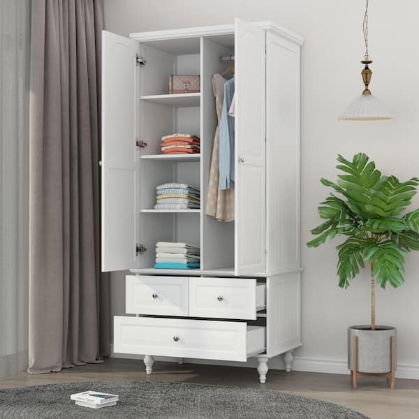 Small white wardrobe with mirror discount