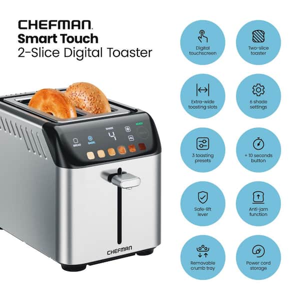 2 Toaster With Led Touch Screen And Digital Countdown Timer
