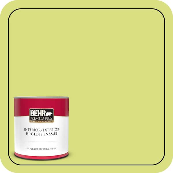BEHR PREMIUM PLUS 1 qt. #410B-4 Carolina Parakeet Hi-Gloss Enamel Interior/Exterior Paint & Primer