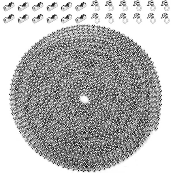 200 Inch Ceiling Fan Pull Chains Rust Proof Stainless Steel with 24 Matching Connectors 2 Styles Extension Silver