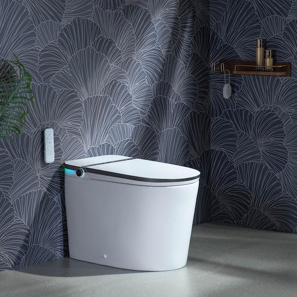 Elongated ADA Bidet Smart Toilet 1.1 GPF in White with Auto Open/Close, Quiet and Powerful Flush, 1000g MaP, Foam Shield