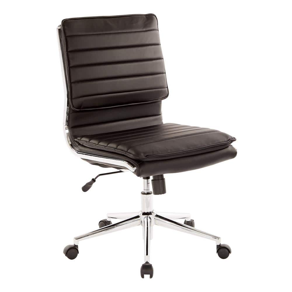 Black High Back Leather Swivel Office Chair with Metal Base