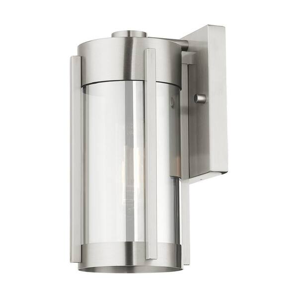 Searchlight 1 Light Tube Silver Outdoor Stainless Steel Wall Fitting Bracket New 