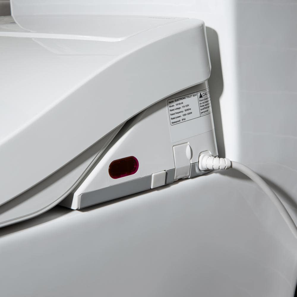 White Porcelain Elongated One-Piece Dual Flush Toilet with Smart Bidet