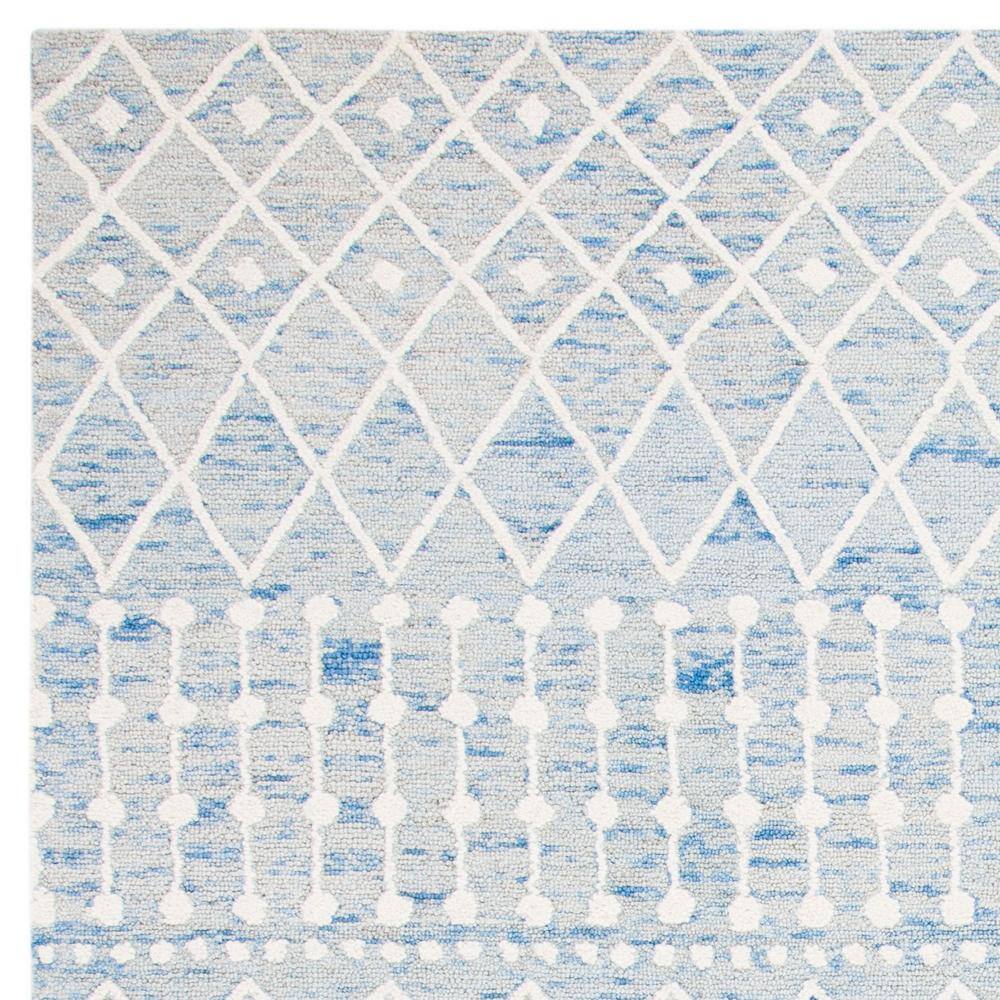Blossom Blue and Ivory 8' x 10' Wool Handmade Tufted Area Rug