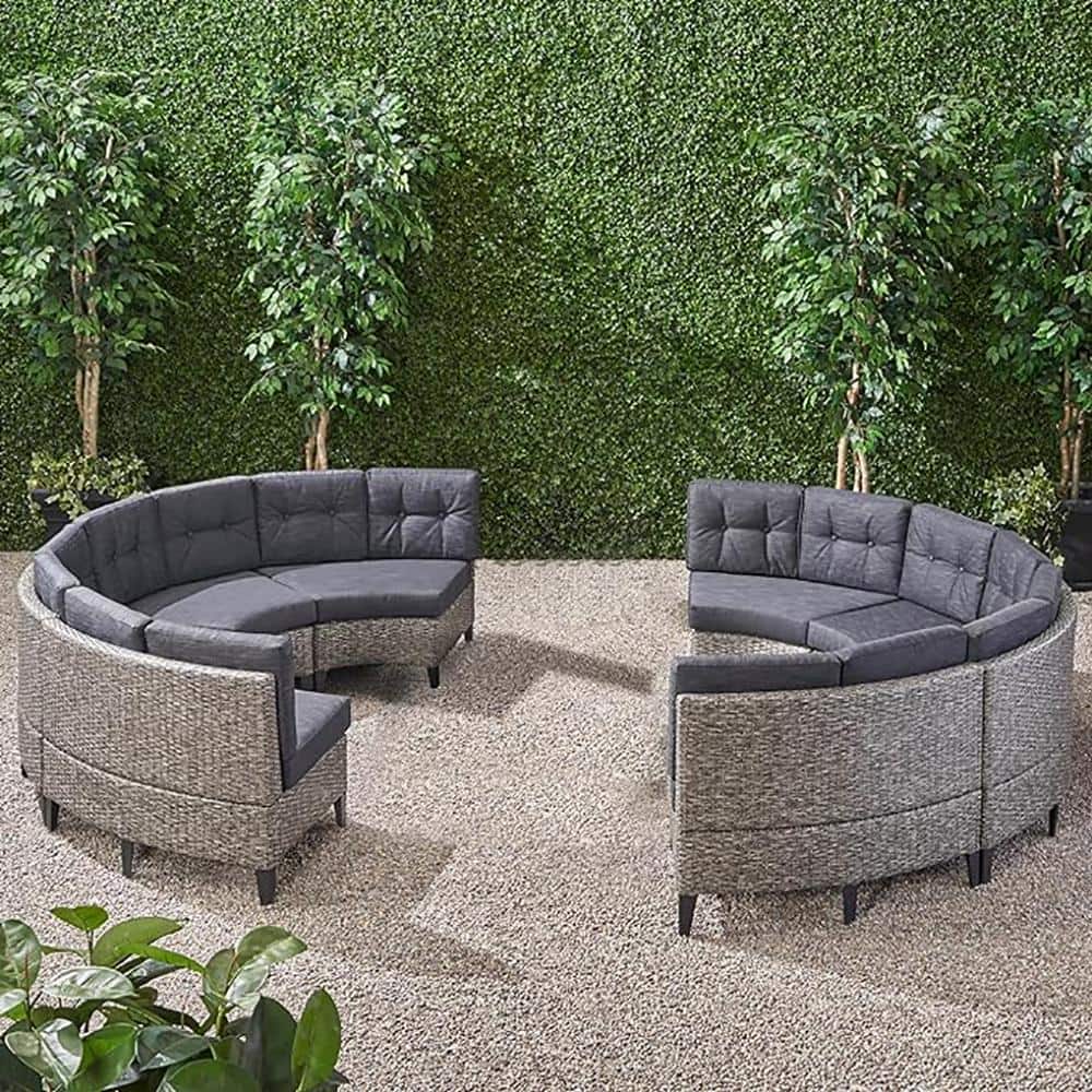 Outdoor Grey 8-Piece Metal Patio Conversation Sectional Seating Set with Cu
