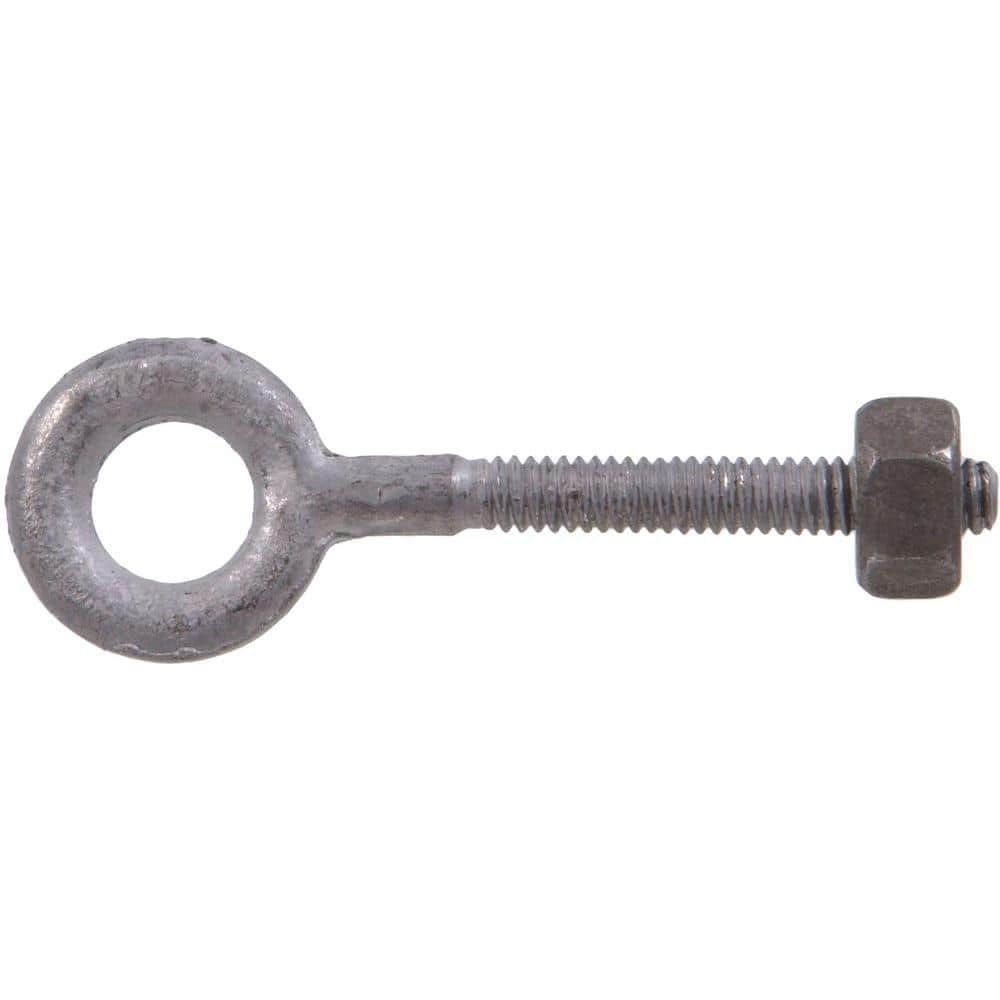 3/8-16 x 4 in. Forged Steel Hot-Dipped Galvanized Eye Bolt with Hex Nut in Plain Pattern (10-Pack) -  Hardware Essentials, 320808