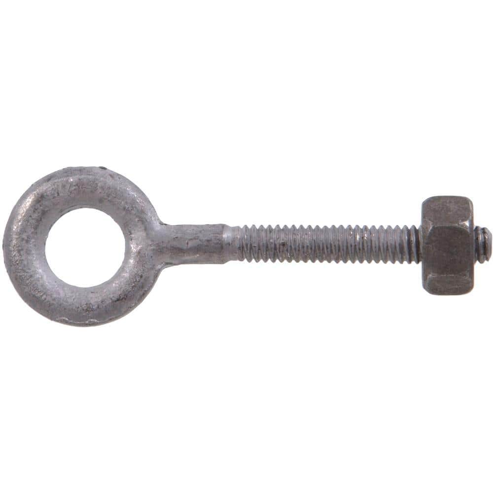Hardware Essentials 1/2-13 x in. Forged Steel Hot-Dipped Galvanized Eye  Bolt with Hex Nut in Plain Pattern (5-Pack) 320812.0 The Home Depot