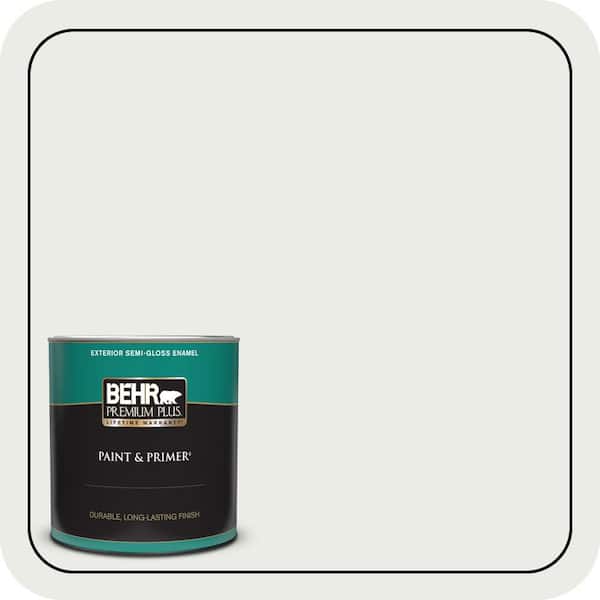 BEHR PREMIUM PLUS 1 qt. #710E-1 Snow Leopard Semi-Gloss Enamel Exterior Paint & Primer