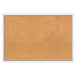 Morgan White Blue Wood Framed Natural Corkboard 38 in. x 26 in. Bulletin Board Memo Board