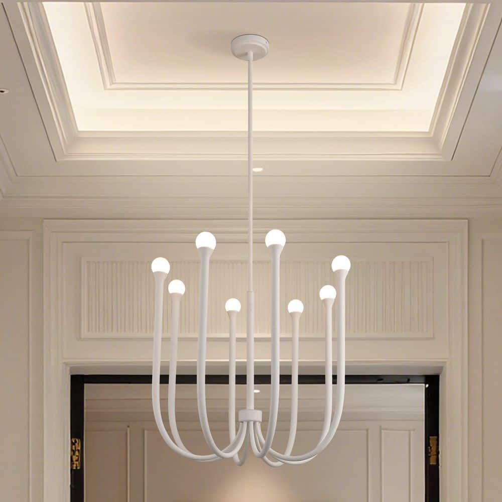 Dahlia 28-inch 8-light Plaster White Chandelier with Opal Glass Shades price history on PriceWatchPro