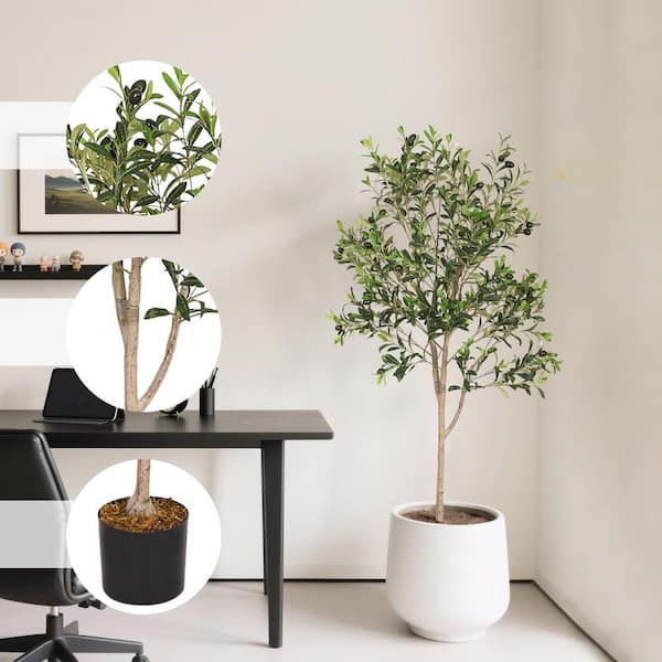 59 in. Artificial Olive Tree-Removable Faux Greenery with Realistic Leaves for Home & Office Decor
