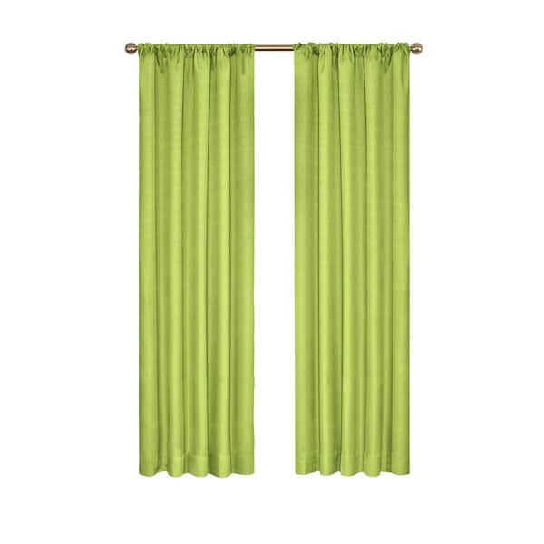 Eclipse Kendall Thermaback Lime Solid Polyester 42 in. W x 63 in. L Blackout Single Rod Pocket Curtain Panel