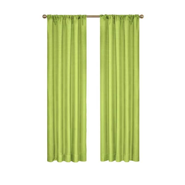 Eclipse Kendall Thermaback Lime Solid Polyester 42 in. W x 95 in. L Blackout Single Rod Pocket Curtain Panel