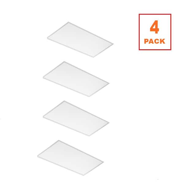 2 ft. x 4 ft. Selectable Lumens Wattage 3500K 4000K 5000K Integrated LED White Troffer Light 0-10V Dimming (4-Pack)