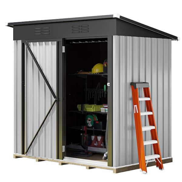 DEXTRUS Outdoor Storage Shed 5 ft. W x 3 ft. D, Heavy-Duty Metal Tool Sheds Storage House with Single Door (15 sq. ft.)