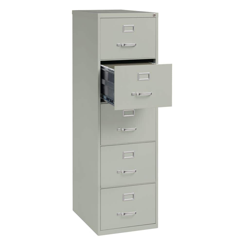 Light Gray 5-Drawer Lockable Fire Resistant Vertical File Cabinet