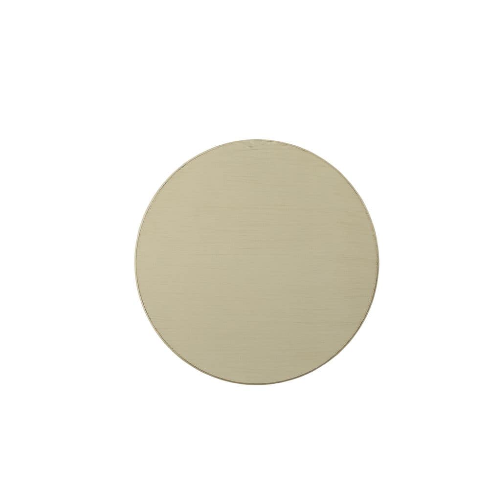 White Solid Wood Round Side Table with Turned Base