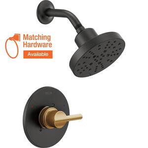Nicoli Single-Handle 5-Spray Shower Faucet 1.75 GPM with Pressure Balance in Black/Champagne Bronze (Valve Included)