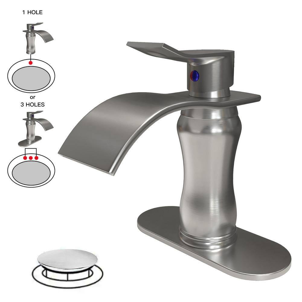 BWE Waterfall Single Hole SingleHandle LowArc Bathroom Faucet With