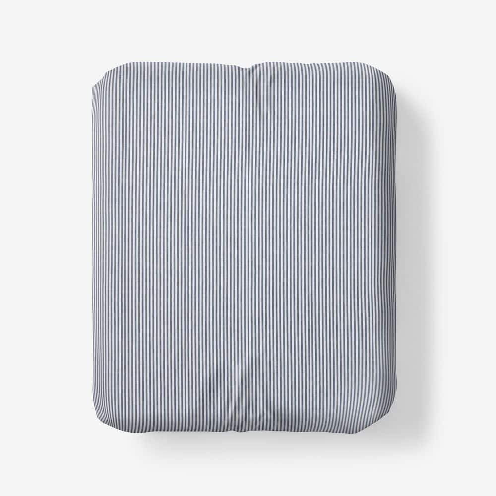 Company Cotton Stripe Yarn-Dyed White/Blue Cotton Percale King Fitted Sheet price history on PriceWatchPro