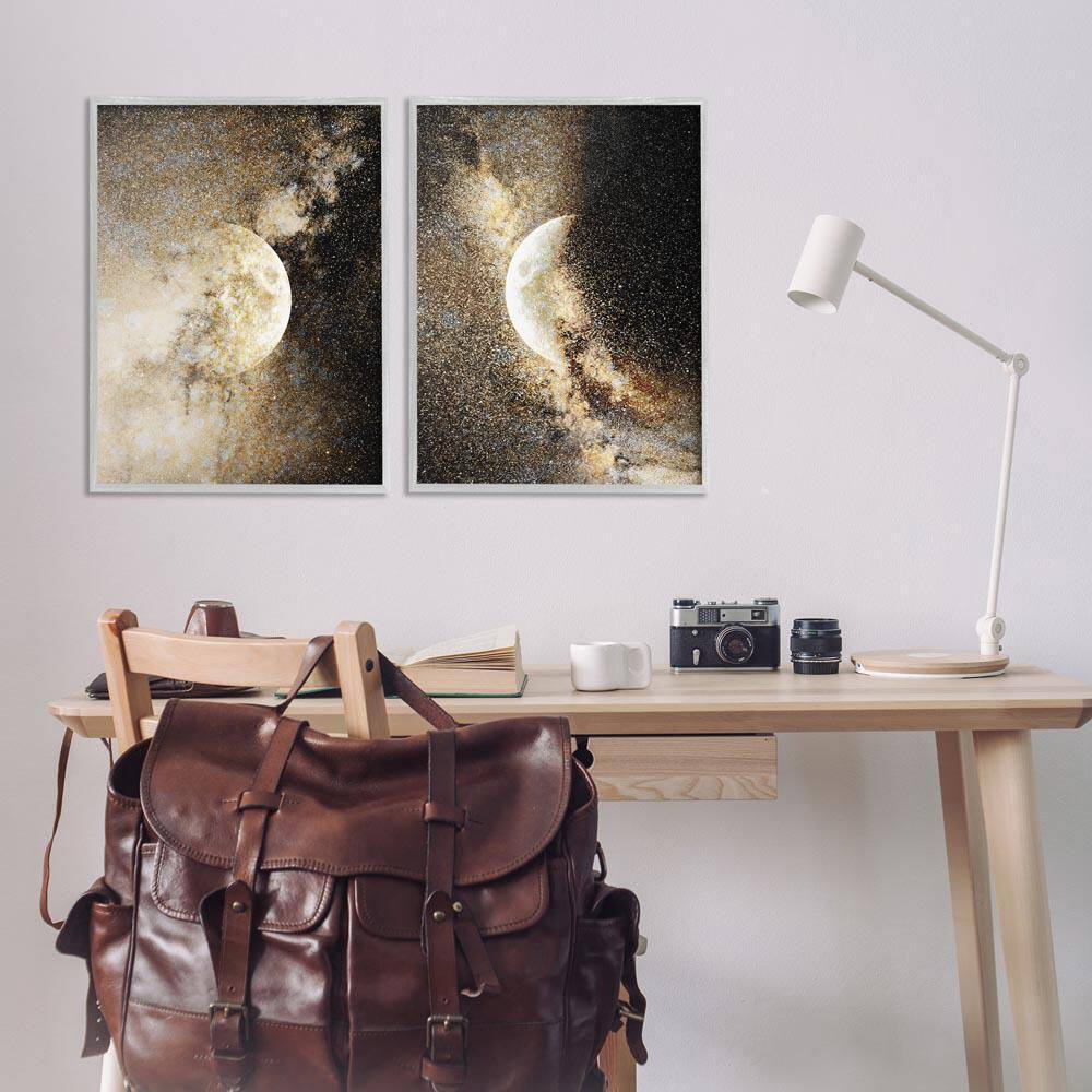 Moons with Starry Nebulas by Gemma Bardot 2 Piece Gray Framed Abstract Giclee Art Print 30 in. x 20 in. price history on PriceWatchPro