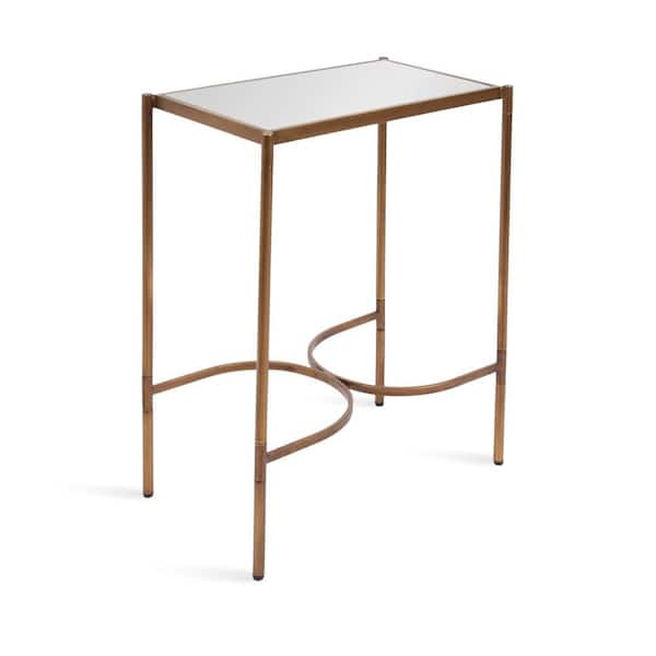 Catriona 19 in. Gold Rectangle Mirror End Table