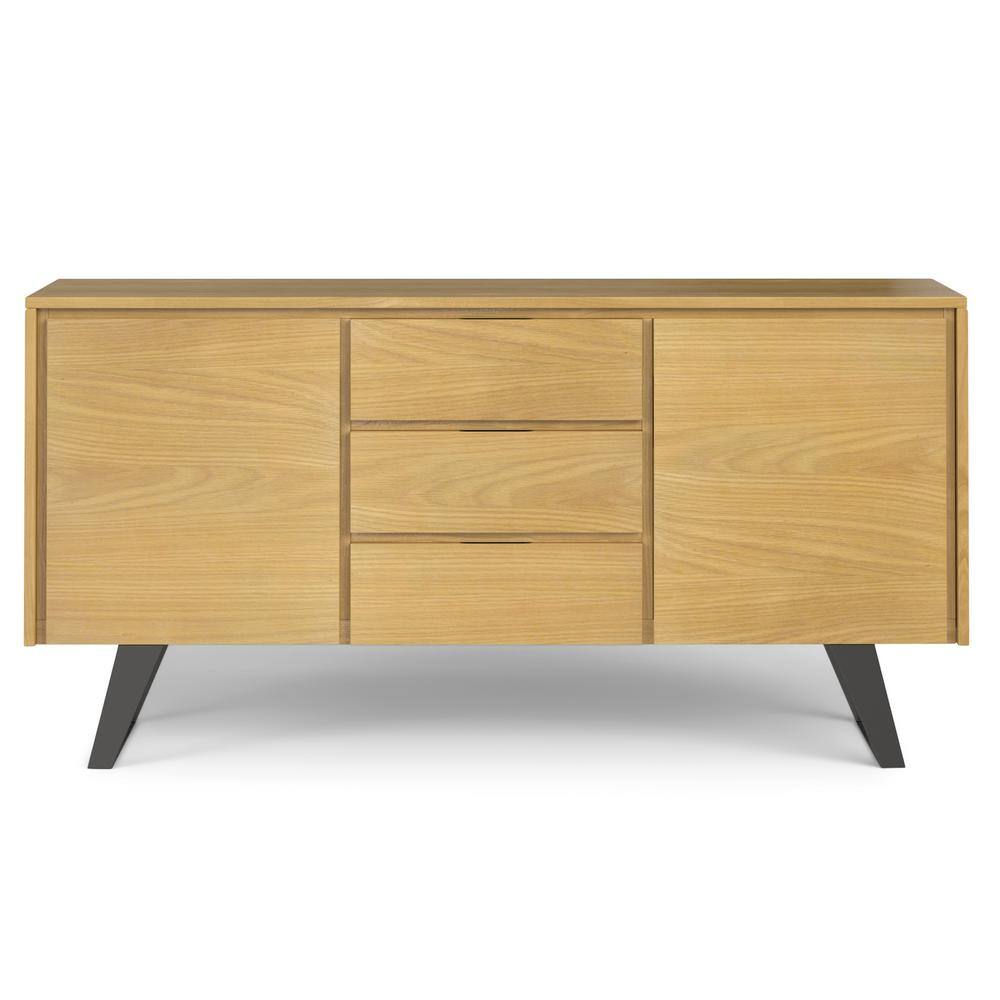 Lowry Oak Veneer Modern Industrial Sideboard Buffet