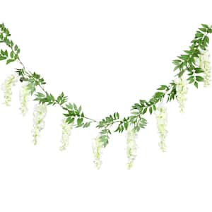 6 ft. Cream White Artificial Wisteria Flower Garland Hanging Vine (Set of 2)