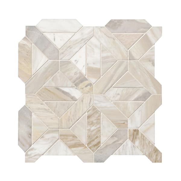 Athena Gold Geometrica 12 in. x 12 in. Honed Marble Mesh-Mounted Mosaic Floor and Wall Tile (10 sq. ft./Case)