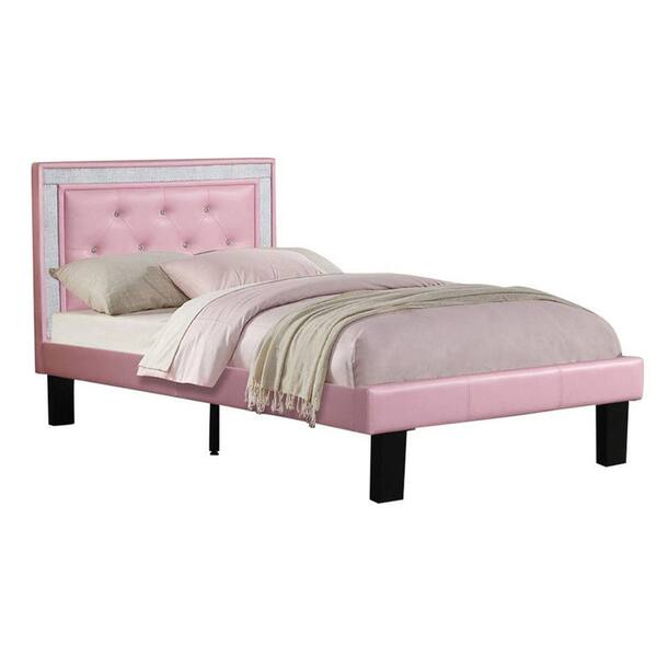 Benjara Pink Wooden Full Bed With, Pink Tufted Twin Bed