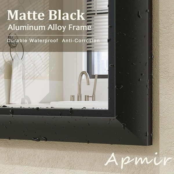 16 in. W x 24 in. H Rectangular Aluminum Alloy Framed and Tempered Glass Wall Bathroom Vanity Mirror in Matte Black