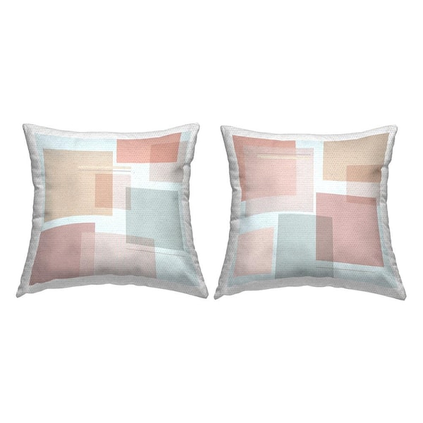 Stupell Industries Abstract Geometric Shapes Industrial Stripe Patterned Multi-Color Square Outdoor Throw Pillow 2-Pack