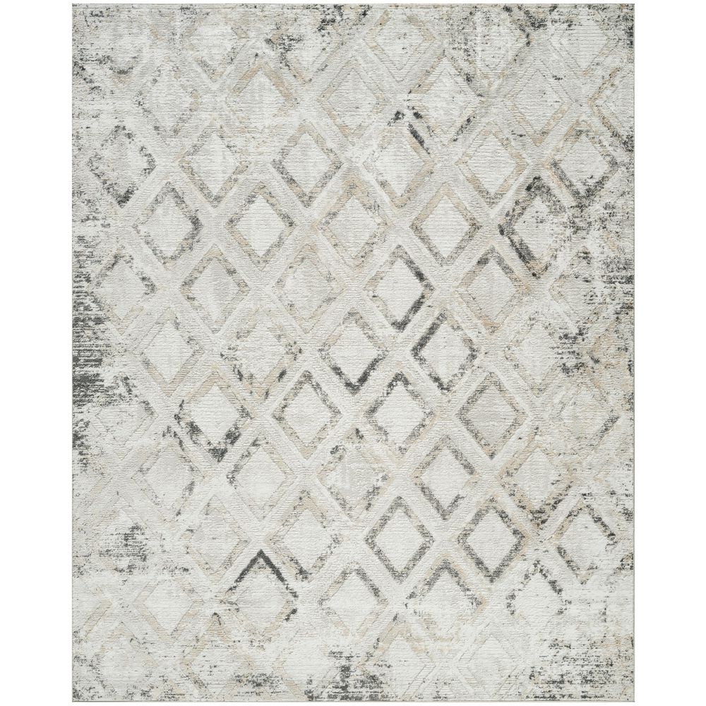 Dekor 8 ft. x 10 ft. Grey Charcoal Diamond Contemporary Area Rug