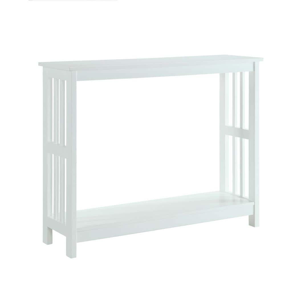 Sophisticated White Mission-Inspired Console Table with Birch Veneer