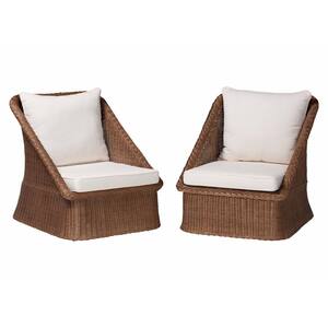 Derris Peanut Brown Rattan Arm Chair (Set of 2)