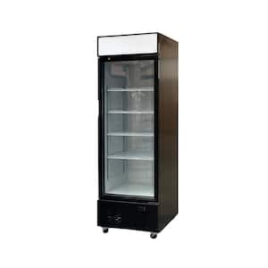 28 in. W 14.7 cu. ft. Upright Commercial One Single Glass Door Refrigerator in Black