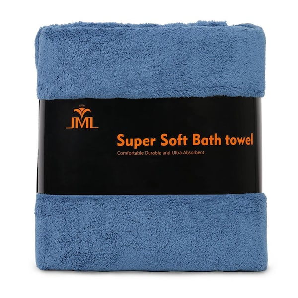 JML Navy 350 GSM Polyester Fleece Bath Towel (Set of 2)
