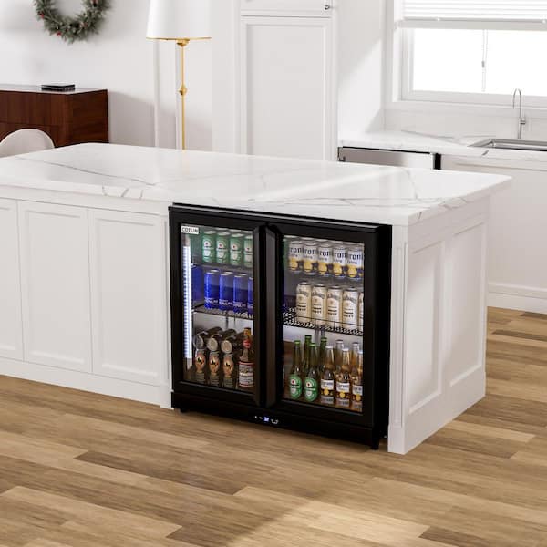 36 in. 7.45 cu. ft. Commercial Refrigerator in Black with Auto Defrost, ETL Certified, 208-Cans, Beverage Cabinet