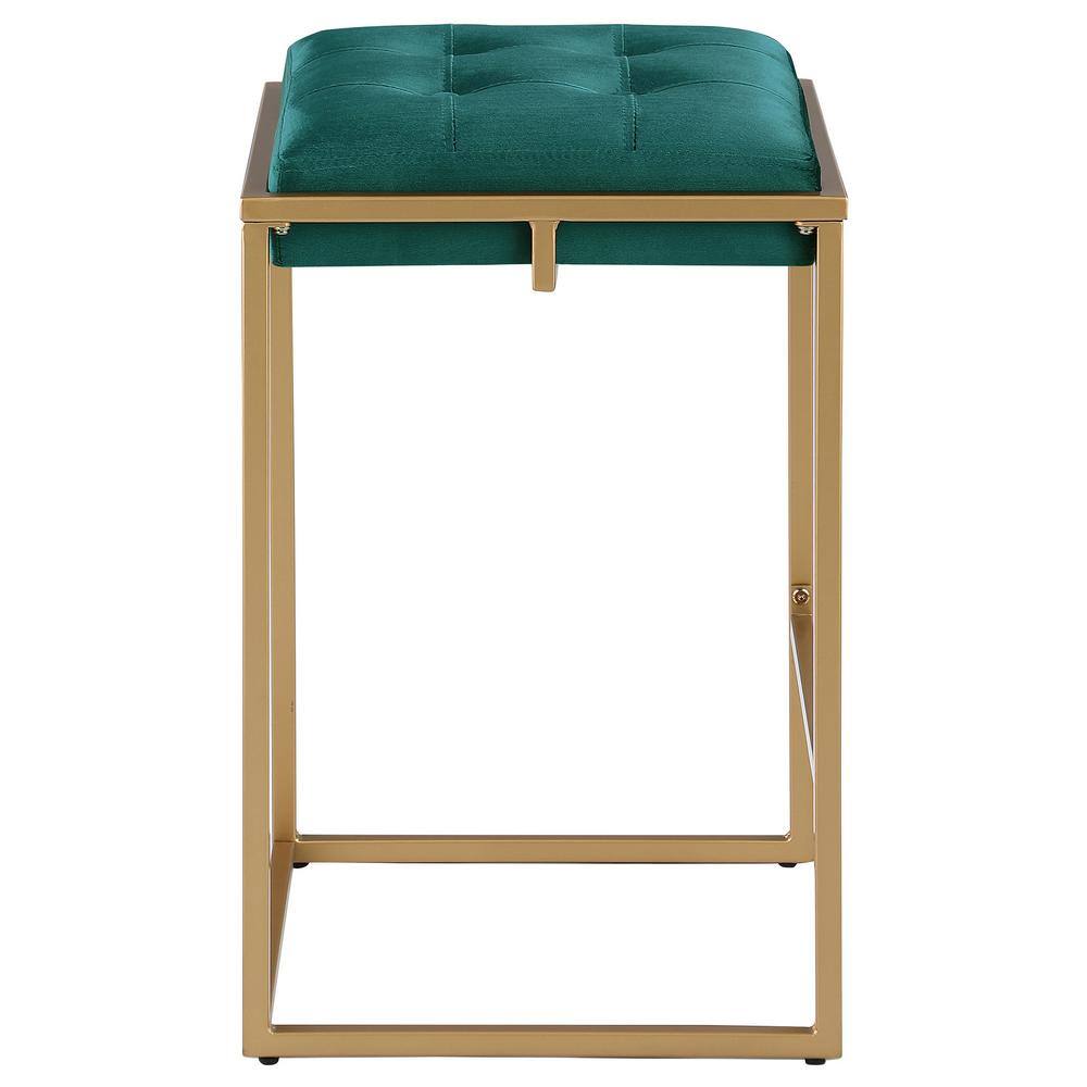 Hunter Green and Gold Velvet Backless Counter Stool