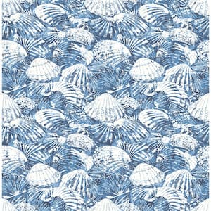 Surfside Blue Shells Blue Paper Strippable Roll (Covers 56.4 sq. ft.)