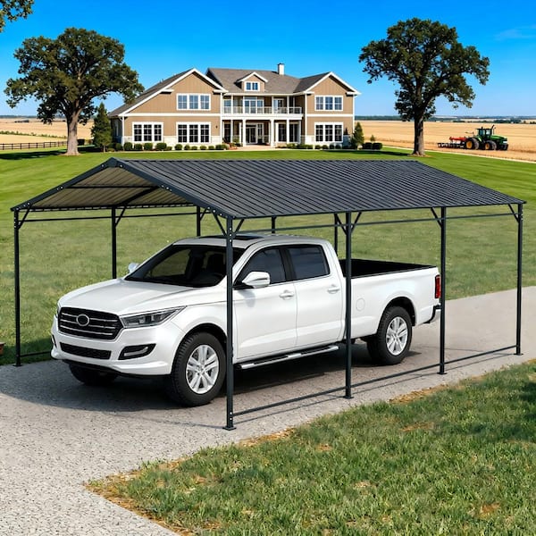12 ft. x 21 ft. Outdoor Galvanized Steel Carport, Heavy Duty Metal Garage Canopy Car Tent Storage Shed for Car and Truck