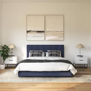 Ryan Blue Linen Full Upholstered Bed with Storage
