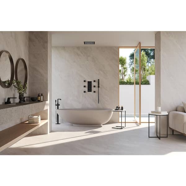 Full Spectrum LED 12 in. Triple Handle 5-Spray Ceiling Mount Shower Faucet 2.5 GPM with Body Spray in Matte Black