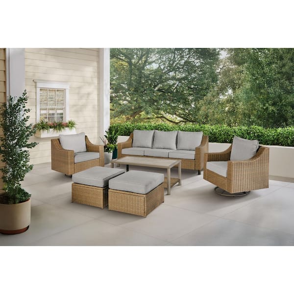 Cherry Creek 6-Piece Wicker Patio Deep Seating Set With CushionGuard Cushions