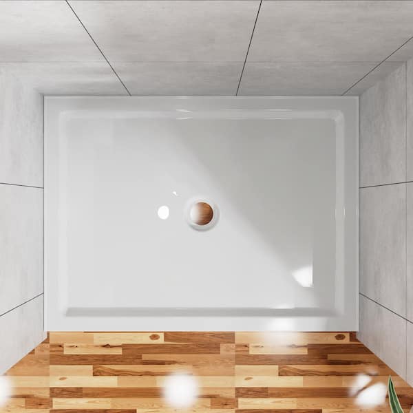 48 in. x 32 in. Single Threshold Alcove Acrylic Shower Pan Base in White